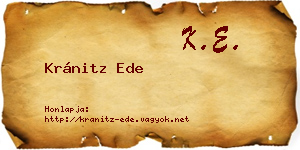 Kránitz Ede névjegykártya